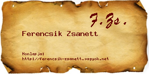 Ferencsik Zsanett névjegykártya